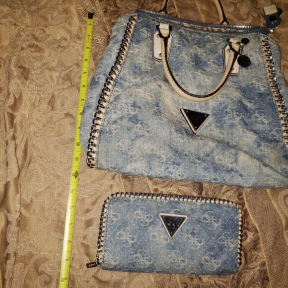 GUC - Blue Denim Guess Handbag + Matching Wallet - Picture 3 of 15